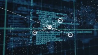 Veri işleme üzerinden bağlantı ağının animasyonu. küresel iş ve dijital arayüz kavramı dijital olarak oluşturulmuş video.