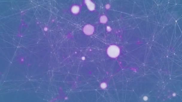 Анімація Сяючих Плям Мережа Єднань Глобальна Наука Мережі Обчислення Концепція — стокове відео