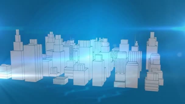 Анімація Світлових Плям Над Цифровим Містом Концепція Глобального Бізнесу Цифрового — стокове відео