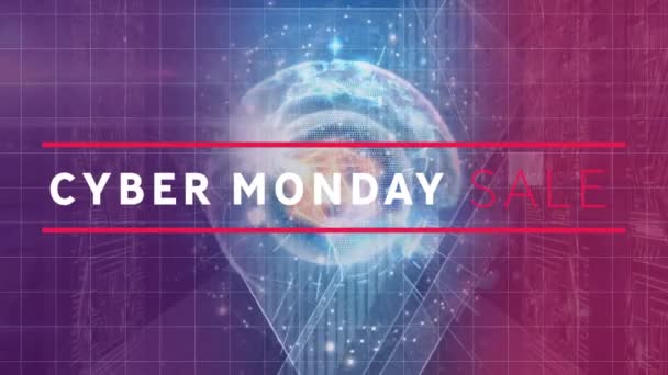 Animation Cyber Monday Sale Text Globe Data Processing Global Business — 비디오