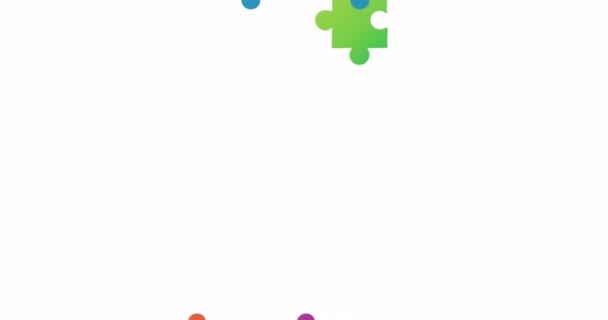 Animation Puzzle Pieces White Background Autism Awareness Month Digital Interface — Wideo stockowe