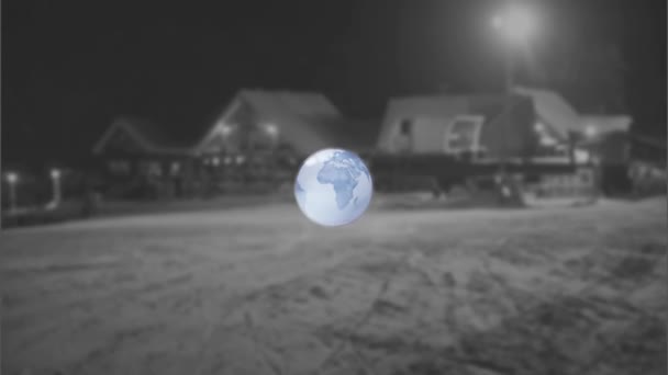 Анімація Обертання Глобуса Над Міським Пейзажем Концепція Глобального Бізнесу Цифрового — стокове відео
