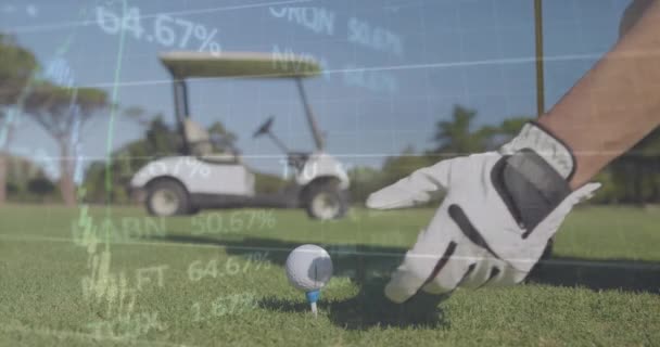 Animering Statistik Och Finansiell Databehandling Över Golfbanan Globala Sport Nätverks — Stockvideo