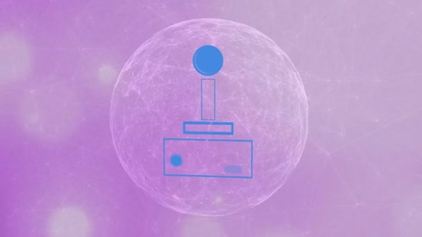 Анимация Иконки Видеоигры Фиолетовом Фоне Концепция Интерфейса Видеоигр Сетевых Технологий — стоковое видео