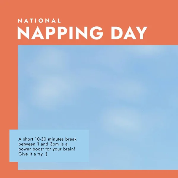 Composition National Napping Day Text Copy Space Blue Background National — Fotografia de Stock