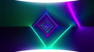 Animation of shine text over glowing rhombus tunnel in background. Digitally generated, hologram, illustration, illuminated, futuristic, abstract, radiate and technology concept.