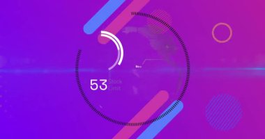 Animation of data processing over purple background. Global computing, digital interface and data processing concept digitally generated video.