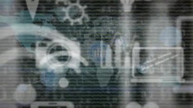 Dünya üzerinde veri işleme animasyonu. küresel iş ve dijital arayüz kavramı dijital olarak oluşturulmuş video.