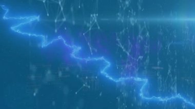 Animation of lightning with icons and network of connections. Global networks, computing and data processing concept digitally generated video.