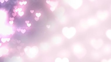 Animation of falling glowing pink hearts over bright background. Valentines day celebration concept digital generated video.