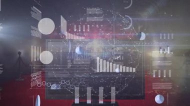 Animation of globe over financial data processing. Global networks, business, finances, computing and data processing concept digitally generated video.