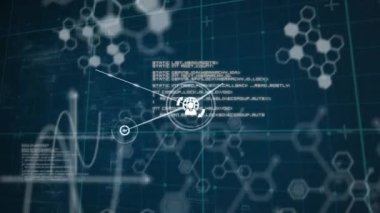 Veri işleme üzerine simgelerle bağlantı ağının animasyonu. küresel iş ve dijital arayüz kavramı dijital olarak oluşturulmuş video.