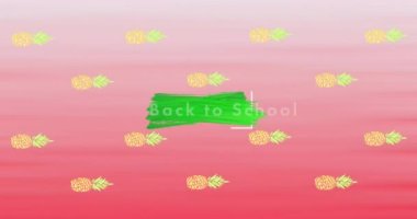 Animation of question mark and pineapples over back to school text. Global education and digital interface concept digitally generated video.