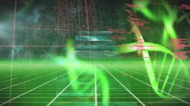 This video is a digitally generated video of a blinking shape against a green background. It is meant to represent global science, research and data processing.