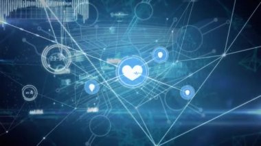 Animation of network of connections over data processing. Global business and digital interface concept digitally generated video.