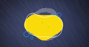 Animation of circles, dots forming abstract shape over blue line against blue background. Digitally generated, hologram, illustration, vector, design, texture and shape concept.