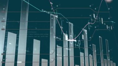 Animation of data processing over gray background. Global business and digital interface concept digitally generated video.