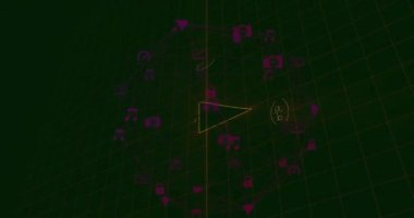 Animation of data processing and mathematical equations on black background. Science human genetics and technology concept digitally generated video.