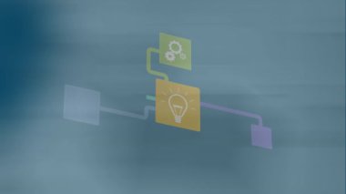 Animation of media icons over blue background. Global business and digital interface concept, digitally generated video.