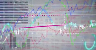 Animation of graphs and data processing over flag of switzerland on grey background. Global sport connections and digital interface concept digitally generated video.
