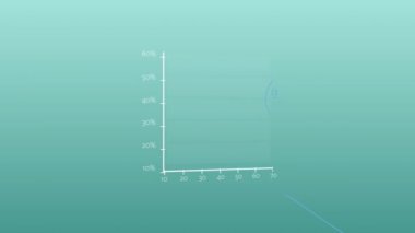 Animation of statistical data processing and mathematical equations against green background. Education and business data technology concept