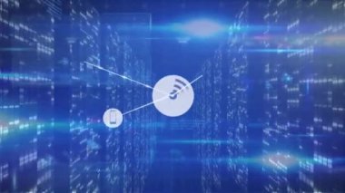 A man is seen using a digital tablet while having coffee in a restaurant. Global connections networks and digital interface concept digitally generated video.