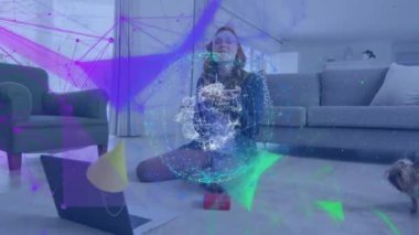 Animation of colorful webs of connections on a colorful background.