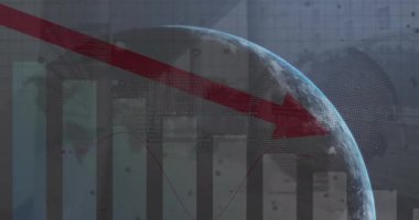 Dünya üzerinde veri işleme animasyonu. küresel iş ve dijital arayüz kavramı dijital olarak oluşturulmuş video.