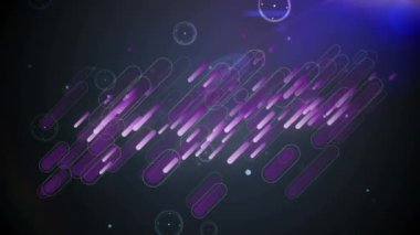 Animation of purple light trails, scientific data processing and network of connections. Global science, networks, computing and data processing concept digitally generated video.
