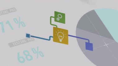 Animation of data processing and media icons over white background. Global business and digital interface concept digitally generated video.