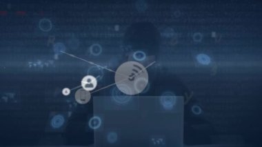 Animation of network of connections over data processing. Global business and digital interface concept digitally generated video.