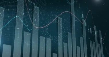 Animation of financial data processing and statistics. Global business, finance, computing, digital interface and data processing concept digitally generated video.