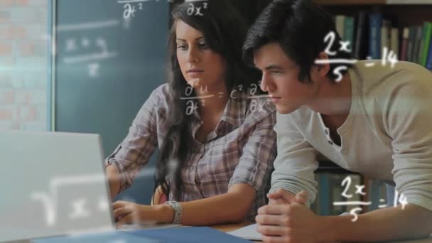 Young Man Woman Making Equations — Vídeos de Stock