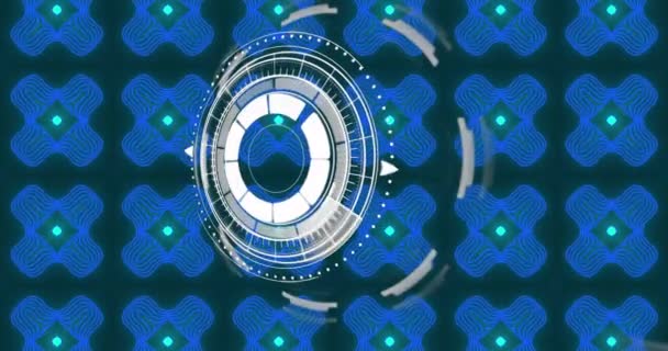 Animation Interface Data Processing Blue Kaleidoscopic Patterns Seamless Pattern Global — Vídeo de Stock