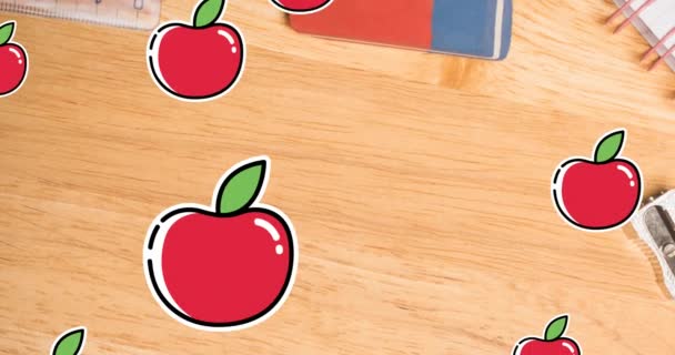 Animation Question Mark Apples School Items Keep Your Desk Clean — Wideo stockowe