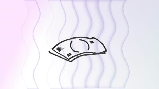 Анімація Доларових Купюр Малюють Хвильові Візерунки Білому Тлі Цифрове Створення — стокове відео