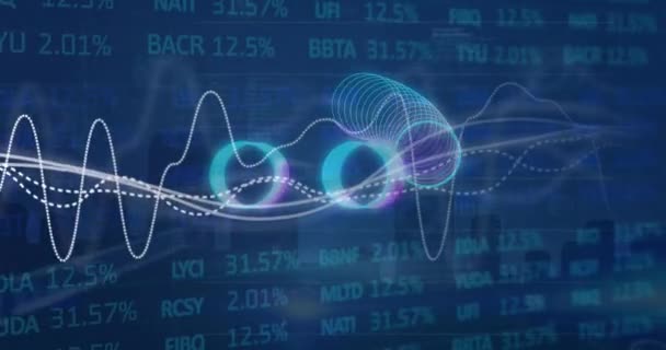 Video Global Finance Economy Technology Neon Circles Financial Data Global — Vídeo de stock
