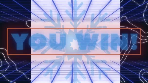 Animation You Win Text Shapes Snowflake Social Media Digital Interface — Stockvideo