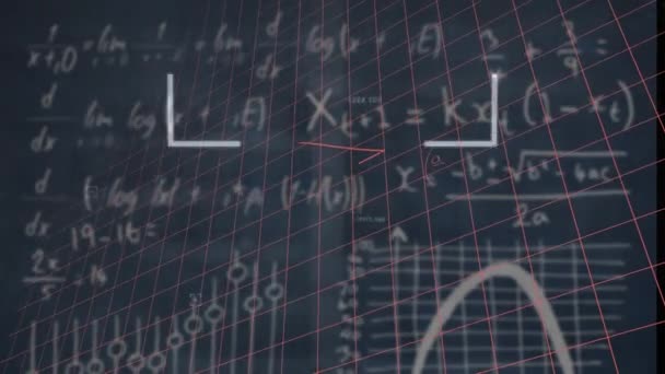 Animation Scope Scanning Mathematical Equations Blue Background Education Business Data — Stockvideo