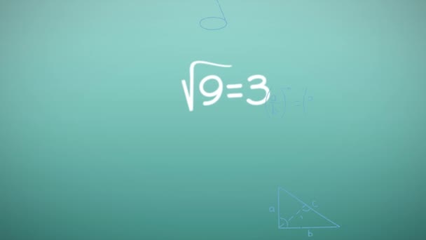 Animation Mathematical Equations Formulas Green Background Education Business Data Technology — Vídeo de Stock