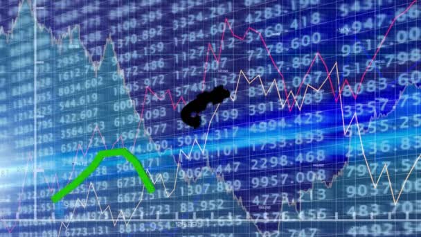Animation Dollar Symbol Green Graph Moving Stock Market Data Processing — Vídeo de Stock