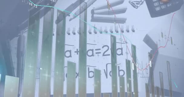 Animation Data Processing Mathematical Equation School Items Global Education Digital — Vídeos de Stock