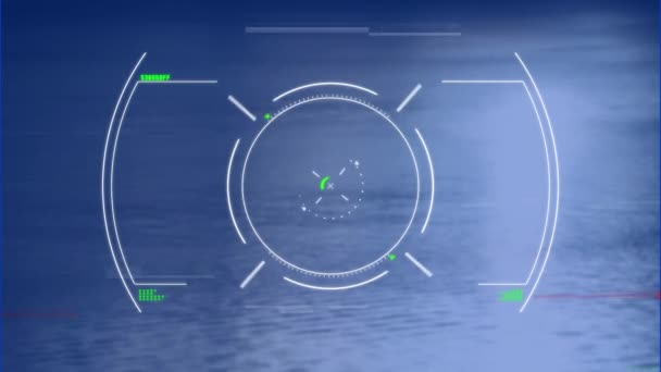 Animasjon Databehandling Med Skanning Interferens Havet Global Business Digital Interface – stockvideo