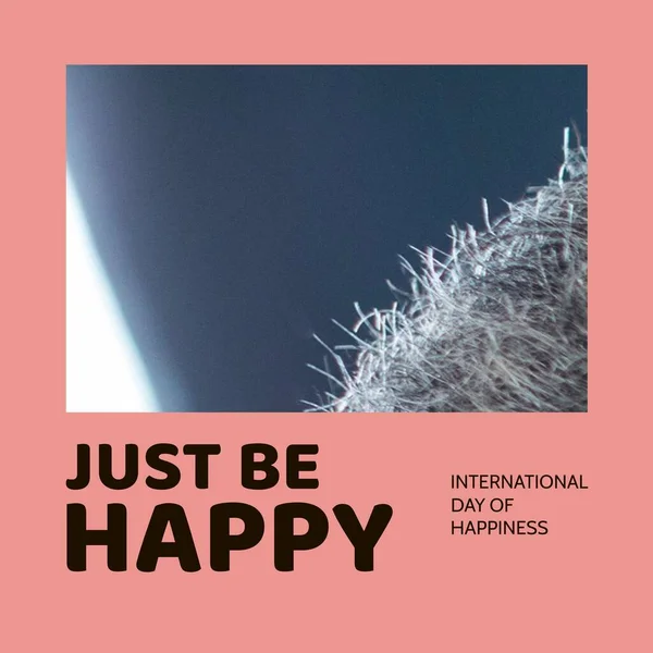 Composition International Day Happiness Text Just Happy Text Pink Background — Foto Stock