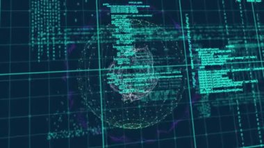 Animation of globe with connections and data processing. Global business, finances, computing and data processing concept digitally generated video.