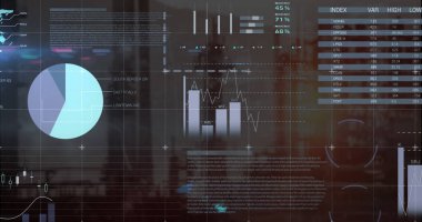 Image of data processing over server walking. Global business digital interface technology and networking concept digitally generated image.