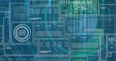 Composition of binary coding medical icons and data processing on screen on black background. Digital interface and technology concept.