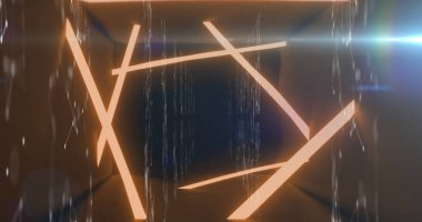 Image of lights and qr code in orange runnel. Network, communication and technology concept digitally generated image.