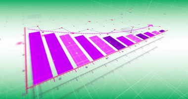 Yeşil arka planda finansal veri işleme resmi. küresel iş, finans ve veri işleme kavramı dijital olarak oluşturulmuş görüntü.