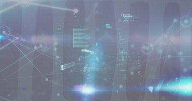 Composite of networks of connections and data processing. Global networks, connections and data processing concept digitally generated image.